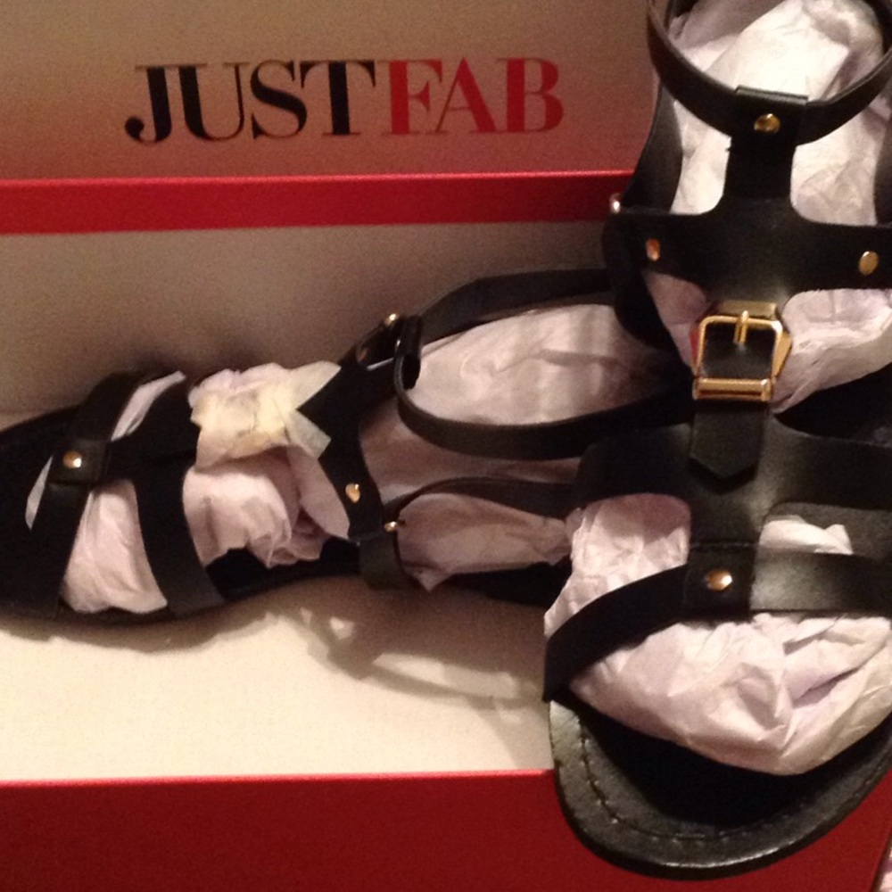 Just Fab Black Sandals!  Never Worn!!